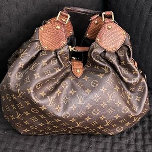 Authentic Louis Vuitton XL Hobo Monogram Canvas and Alligator purse